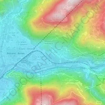 Mapa topográfico Rentsch, altitud, relieve