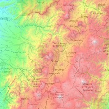 Mapa topográfico Cochapamba, altitud, relieve