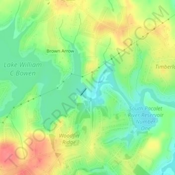 Mapa topográfico Lake Bowen, altitud, relieve