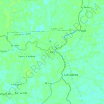 Mapa topográfico Laurel, altitud, relieve