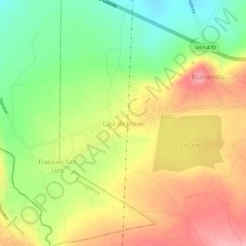 Mapa topográfico Ceja de Bravo, altitud, relieve