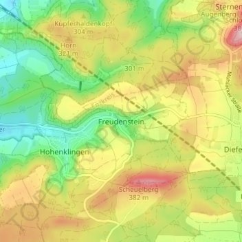Mapa topográfico Freudenstein, altitud, relieve