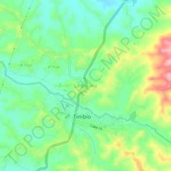 Mapa topográfico La Bocana, altitud, relieve