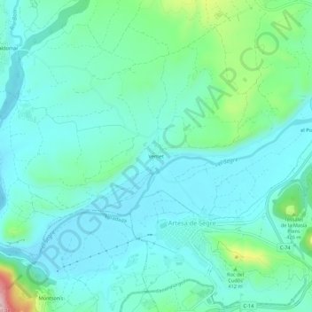 Mapa topográfico Vernet, altitud, relieve