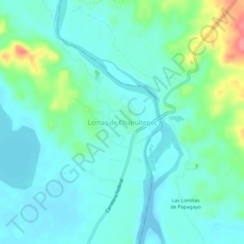 Mapa topográfico Lomas de Chapultepec, altitud, relieve