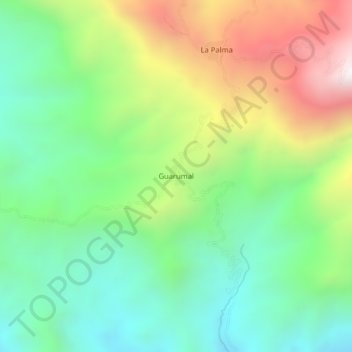Mapa topográfico Guarumal, altitud, relieve