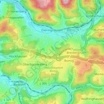 Mapa topográfico Ohmig, altitud, relieve