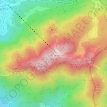 Mapa topográfico Laber, altitud, relieve
