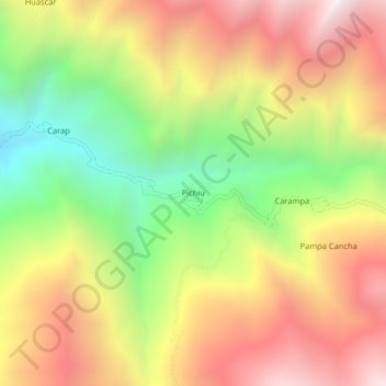 Mapa topográfico Pichiu, altitud, relieve