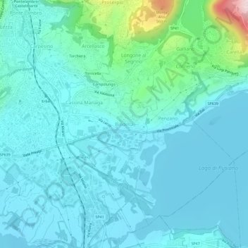 Mapa topográfico Bindella, altitud, relieve