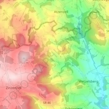 Mapa topográfico Wullendorf, altitud, relieve
