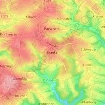 Mapa topográfico Krankel, altitud, relieve