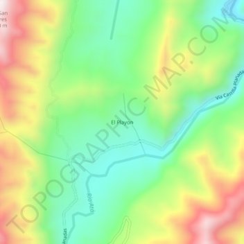 Mapa topográfico El Playon, altitud, relieve