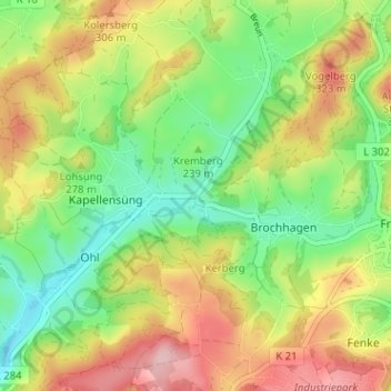 Mapa topográfico Steinenbrücke, altitud, relieve