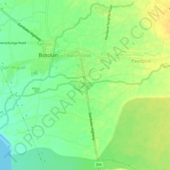 Mapa topográfico Carael, altitud, relieve
