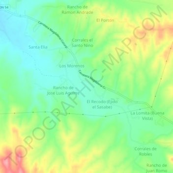 Mapa topográfico San Carlos, altitud, relieve
