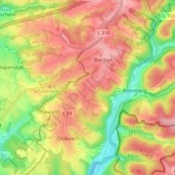 Mapa topográfico Holz, altitud, relieve
