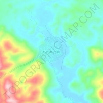 Mapa topográfico Plan de Ayala, altitud, relieve