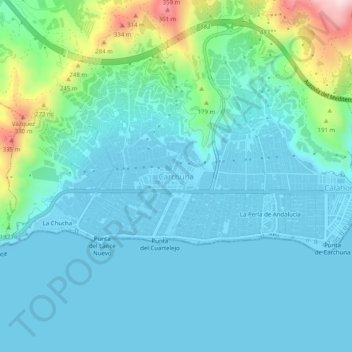 Mapa topográfico Carchuna, altitud, relieve