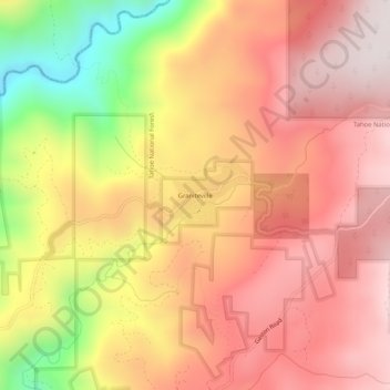 Mapa topográfico Graniteville, altitud, relieve