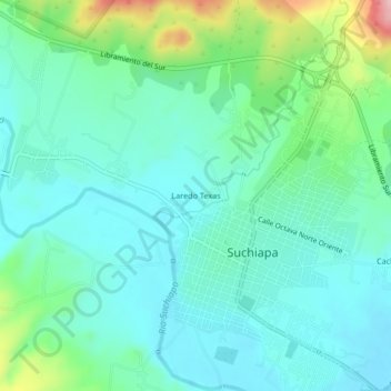 Mapa topográfico Laredo Texas, altitud, relieve