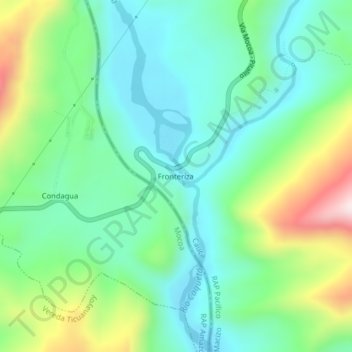 Mapa topográfico Fronteriza, altitud, relieve