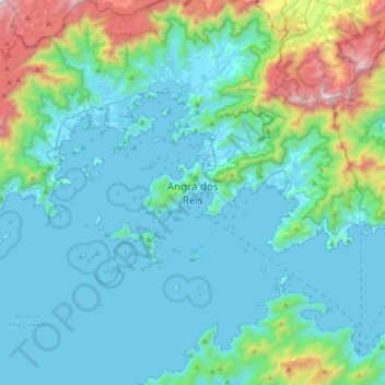 Mapa topográfico Angra dos Reis, altitud, relieve