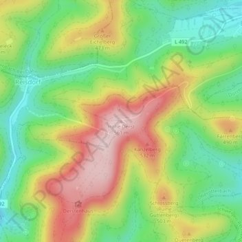 Mapa topográfico Hohe Derst, altitud, relieve