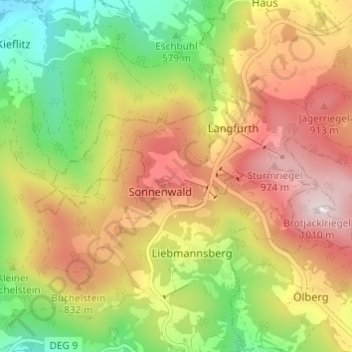 Mapa topográfico Steinberg, altitud, relieve