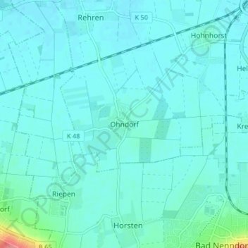 Mapa topográfico Ohndorf, altitud, relieve