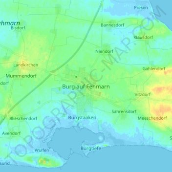 Mapa topográfico Burg auf Fehmarn, altitud, relieve