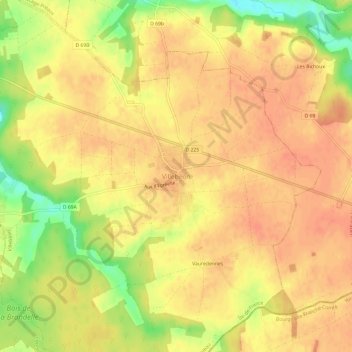 Mapa topográfico Villebéon, altitud, relieve