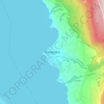 Mapa topográfico Naramata, altitud, relieve