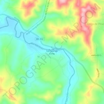 Mapa topográfico São João de Cima, altitud, relieve