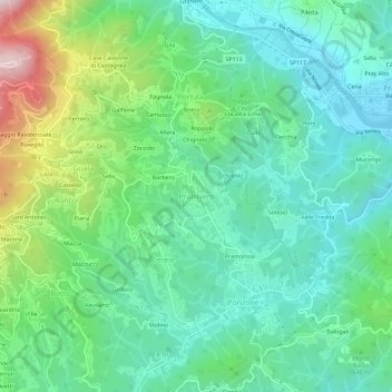 Mapa topográfico Pratrivero, altitud, relieve