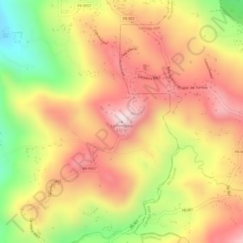 Mapa topográfico La Peregrina, altitud, relieve