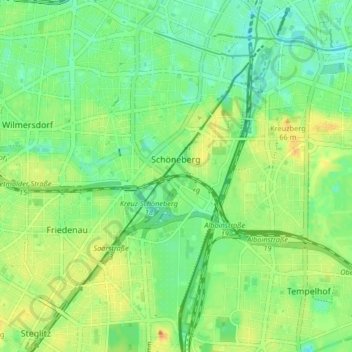 Mapa topográfico Schöneberg, altitud, relieve