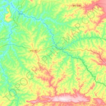 Mapa topográfico Tobati, altitud, relieve