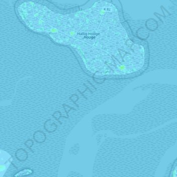 Mapa topográfico Hallig Hooge, altitud, relieve