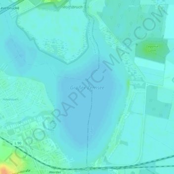 Mapa topográfico Großer Zernsee, altitud, relieve