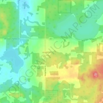 Mapa topográfico George Lake Natural Area, altitud, relieve