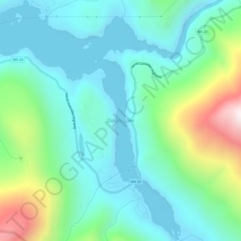 Mapa topográfico Diablo Lake, altitud, relieve