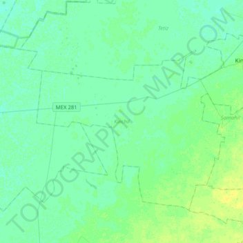 Mapa topográfico Kinchil, altitud, relieve