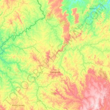 Mapa topográfico Coromandel, altitud, relieve