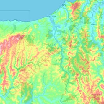 Mapa topográfico Tonchigüe, altitud, relieve