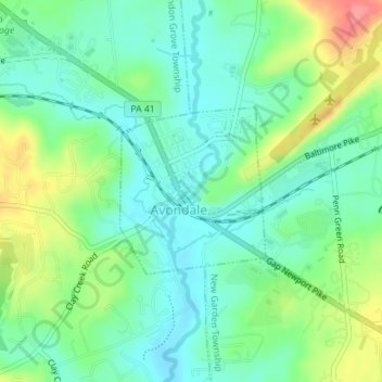 Mapa topográfico Avondale, altitud, relieve