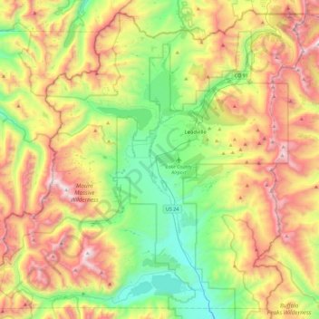 Mapa topográfico Lake County, altitud, relieve