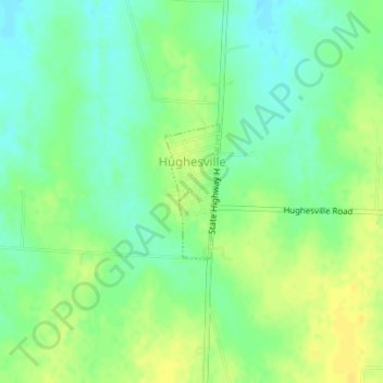 Mapa topográfico Hughesville, altitud, relieve
