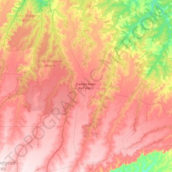 Mapa topográfico Campo Novo do Parecis, altitud, relieve