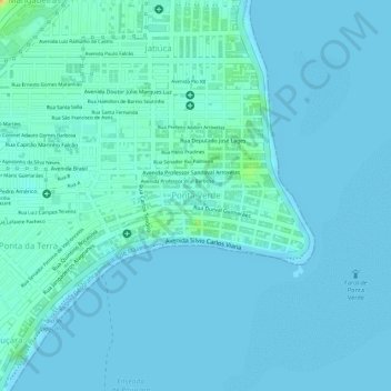 Mapa topográfico Ponta Verde, altitud, relieve